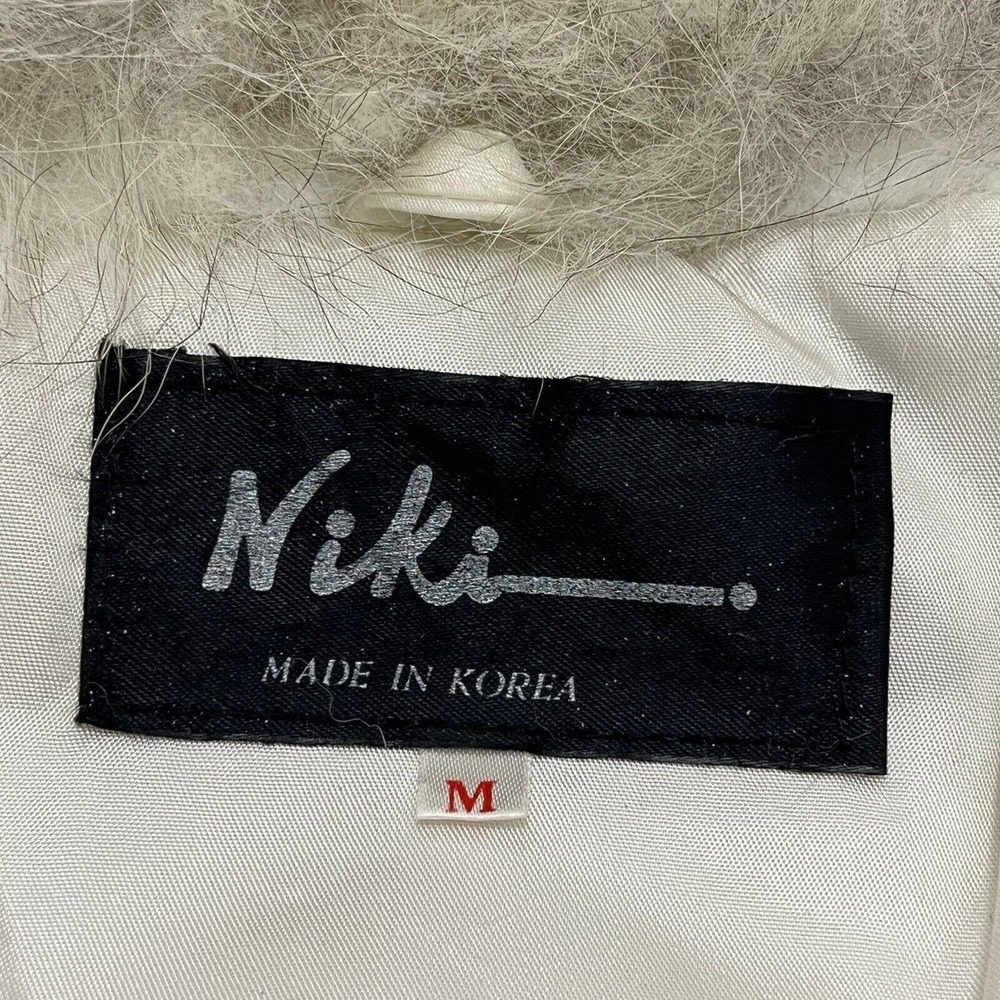 Vintage Niki Natural Rabbit Fur Jacket Chunky Knit Sleeves Women’s M Medium READ - Picture 12 of 13